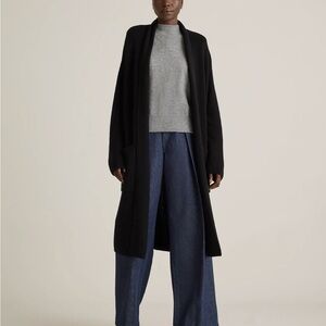 Quince Australian Merino Wool Duster Cardigan Black Large 013